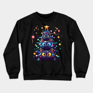 Cat Christmas Tree  Meowy Christmas Crewneck Sweatshirt